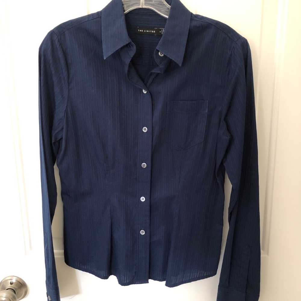Navy long sleeve button down, Sz S
